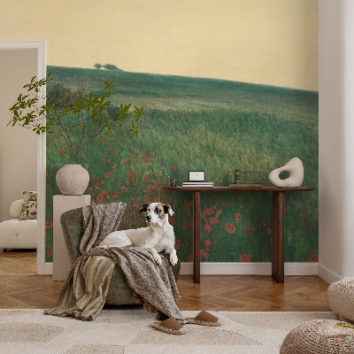 Fotomurale effetto 3D campi di papaveri