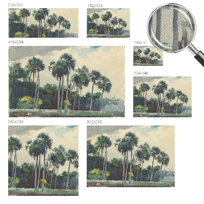 Carta da parati effetto profondità palme esotiche