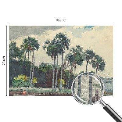 Carta da parati effetto profondità palme esotiche