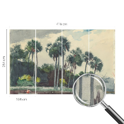 Carta da parati effetto profondità palme esotiche