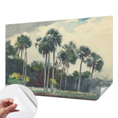 Carta da parati effetto profondità palme esotiche