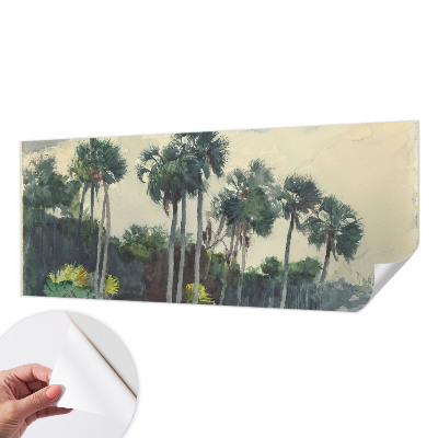 Carta da parati effetto profondità palme esotiche