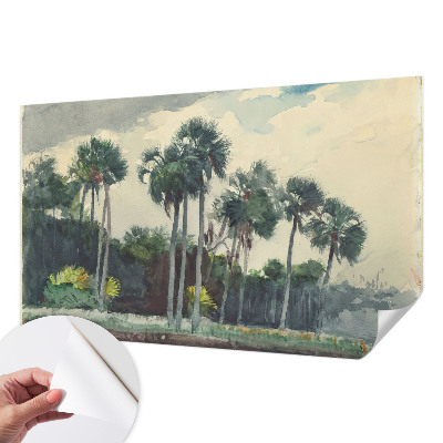 Carta da parati effetto profondità palme esotiche