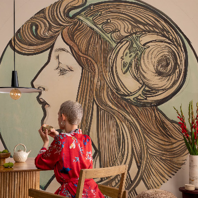 Carta da parati adesiva Ritratto Art Nouveau