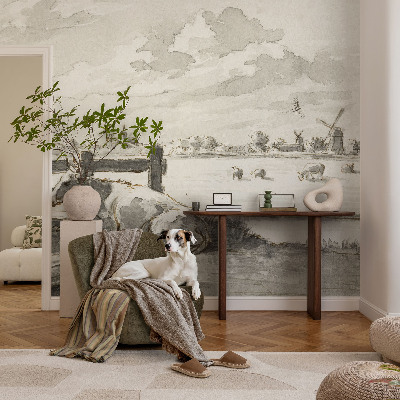 Carta da parati panoramica effetto 3D Idillio rurale