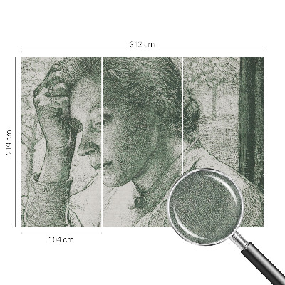 Carta da parati panoramica effetto 3D Donna riflessiva