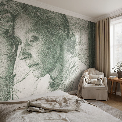 Carta da parati panoramica effetto 3D Donna riflessiva