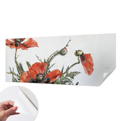 Carta da parati panoramica effetto 3D papaveri rossi