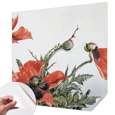 Carta da parati panoramica effetto 3D papaveri rossi