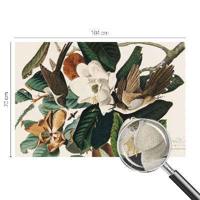 Carta da parati 3D magnolie degli uccelli