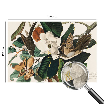 Carta da parati 3D magnolie degli uccelli