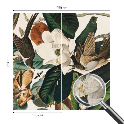 Carta da parati 3D magnolie degli uccelli