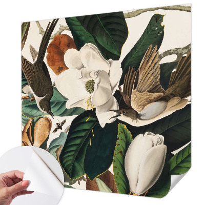 Carta da parati 3D magnolie degli uccelli