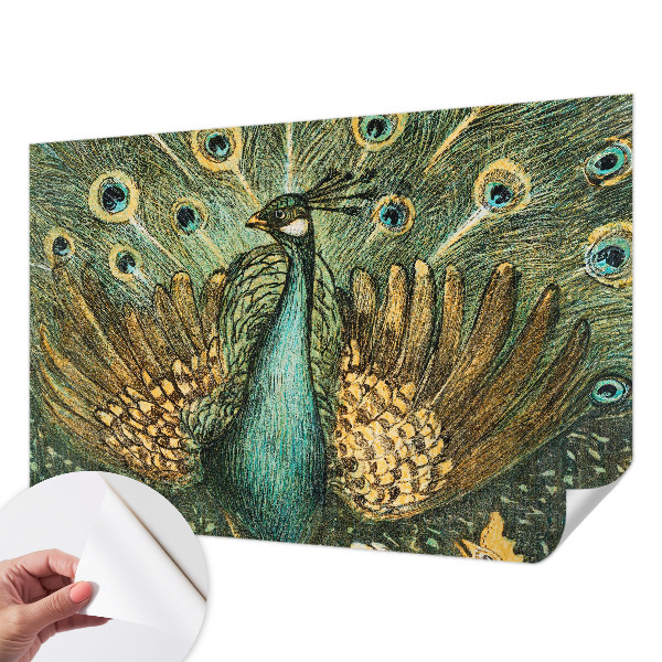 Carta da parati panoramica effetto 3D Pavone maestoso