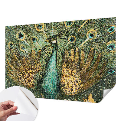 Carta da parati panoramica effetto 3D Pavone maestoso