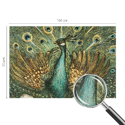 Carta da parati panoramica effetto 3D Pavone maestoso