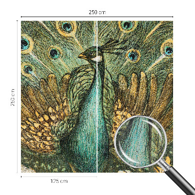 Carta da parati panoramica effetto 3D Pavone maestoso