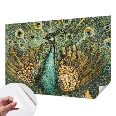 Carta da parati panoramica effetto 3D Pavone maestoso