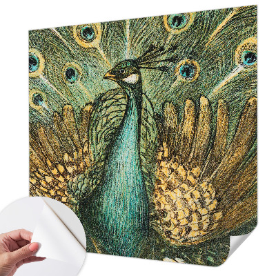 Carta da parati panoramica effetto 3D Pavone maestoso