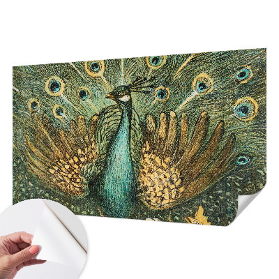 Carta da parati panoramica effetto 3D Pavone maestoso