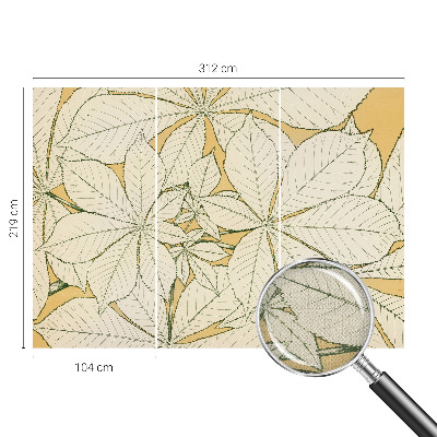 Carta da parati panoramica effetto 3D Foglie di castagno