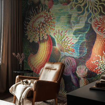 Carta da parati panoramica effetto 3D Anemoni di mare