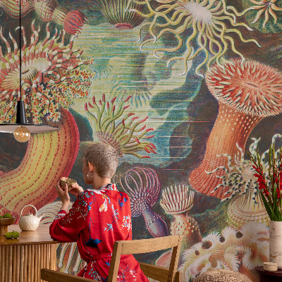 Carta da parati panoramica effetto 3D Anemoni di mare