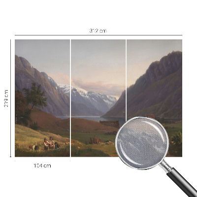 Carta da parati effetto profondità panorama montano