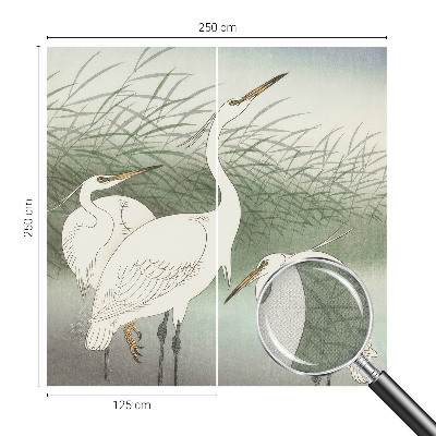 Carta da parati effetto profondità Aironi nell'erba