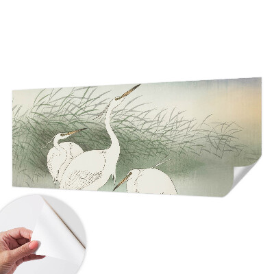 Carta da parati effetto profondità Aironi nell'erba