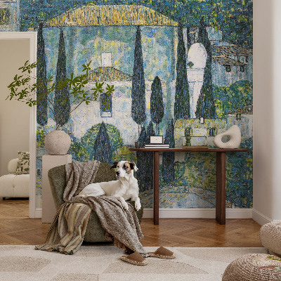 Carta da parati panoramica effetto 3D Case in cipresso