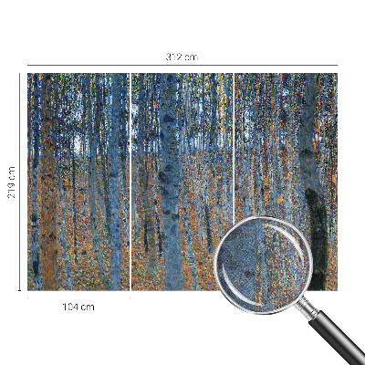 Carta da parati effetto profondità Foresta di betulle