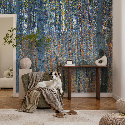 Carta da parati effetto profondità Foresta di betulle