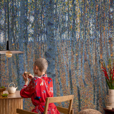 Carta da parati effetto profondità Foresta di betulle