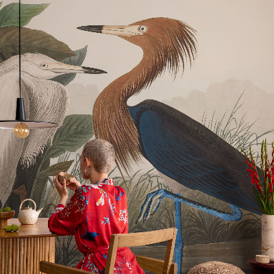 Carta da parati 3D Uccelli tra le piante