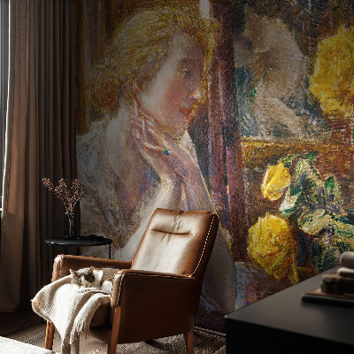 Fotomurale adesivo Donna con le rose