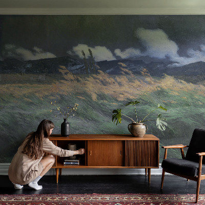 Carta da parati per cameretta Erbe trasportate dal vento