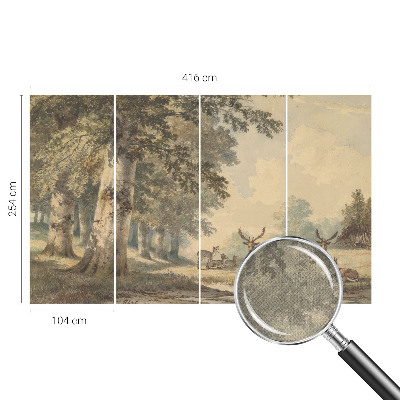 Carta da parati panoramica effetto 3D Pace della foresta