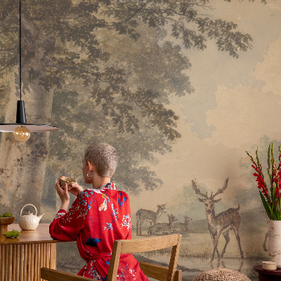 Carta da parati panoramica effetto 3D Pace della foresta