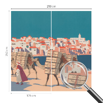 Carta da parati per cameretta Carovana di cammelli