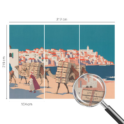 Carta da parati per cameretta Carovana di cammelli