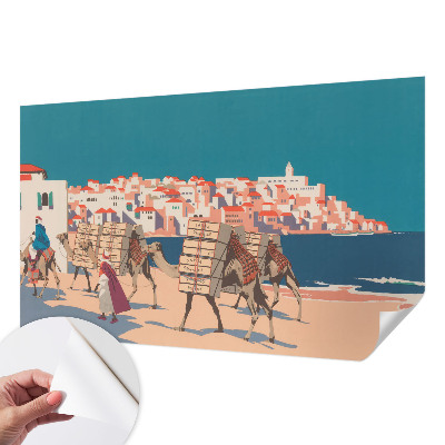 Carta da parati per cameretta Carovana di cammelli