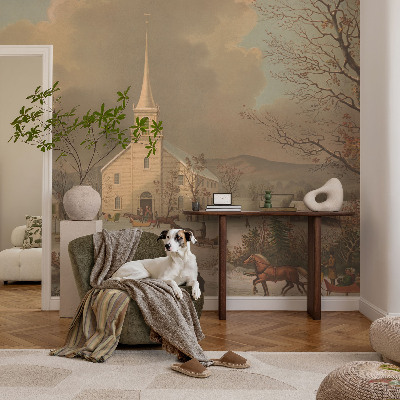 Carta da parati cameretta Paesaggio invernale