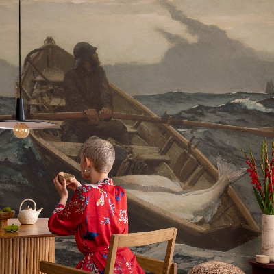 Carta da parati per cameretta Pescatore in mare