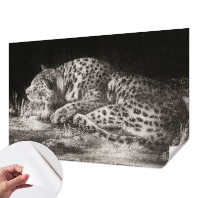 Carta da parati panoramica effetto 3D Leopardo a riposo