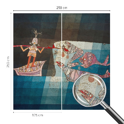 Carta da parati effetto profondità Pescatore cacciatore