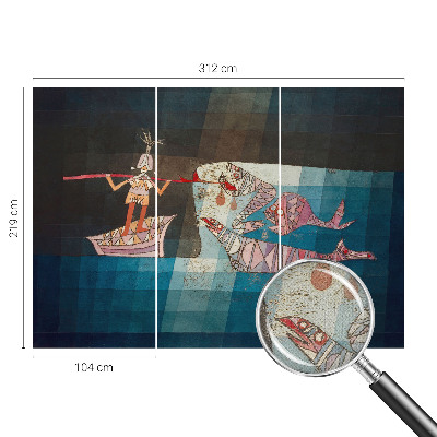 Carta da parati effetto profondità Pescatore cacciatore