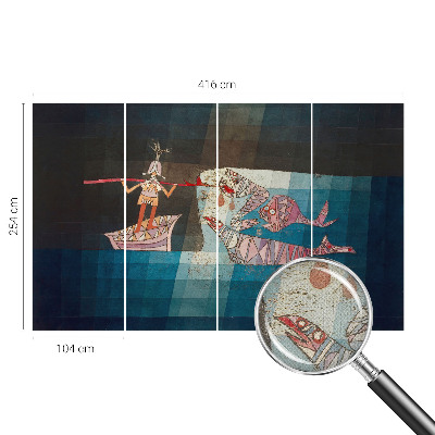 Carta da parati effetto profondità Pescatore cacciatore