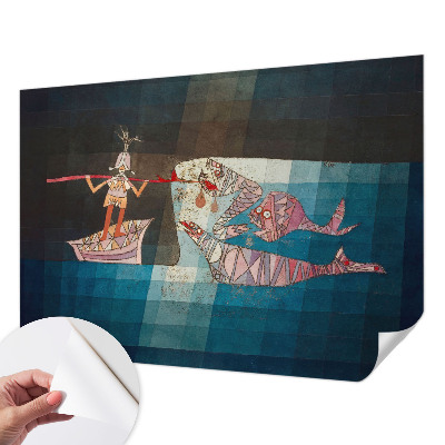 Carta da parati effetto profondità Pescatore cacciatore