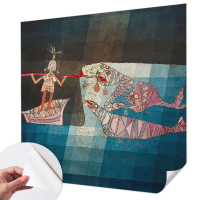 Carta da parati effetto profondità Pescatore cacciatore